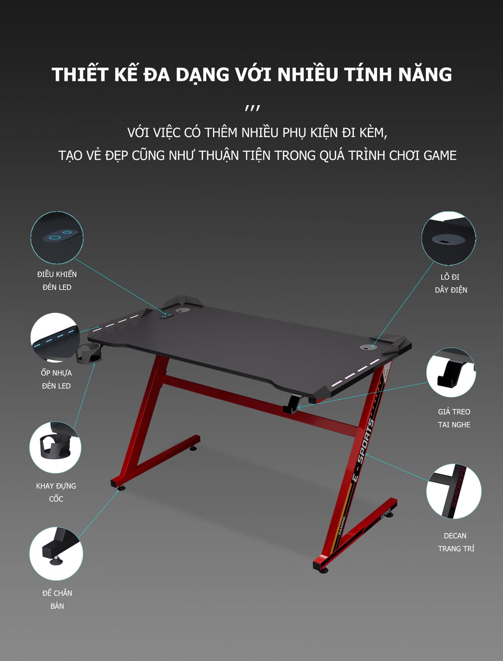 bàn gaming chân chữ z
