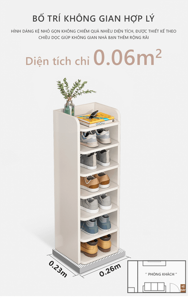 Kệ giày trắng đa tầng phong cách tối giản - GP247