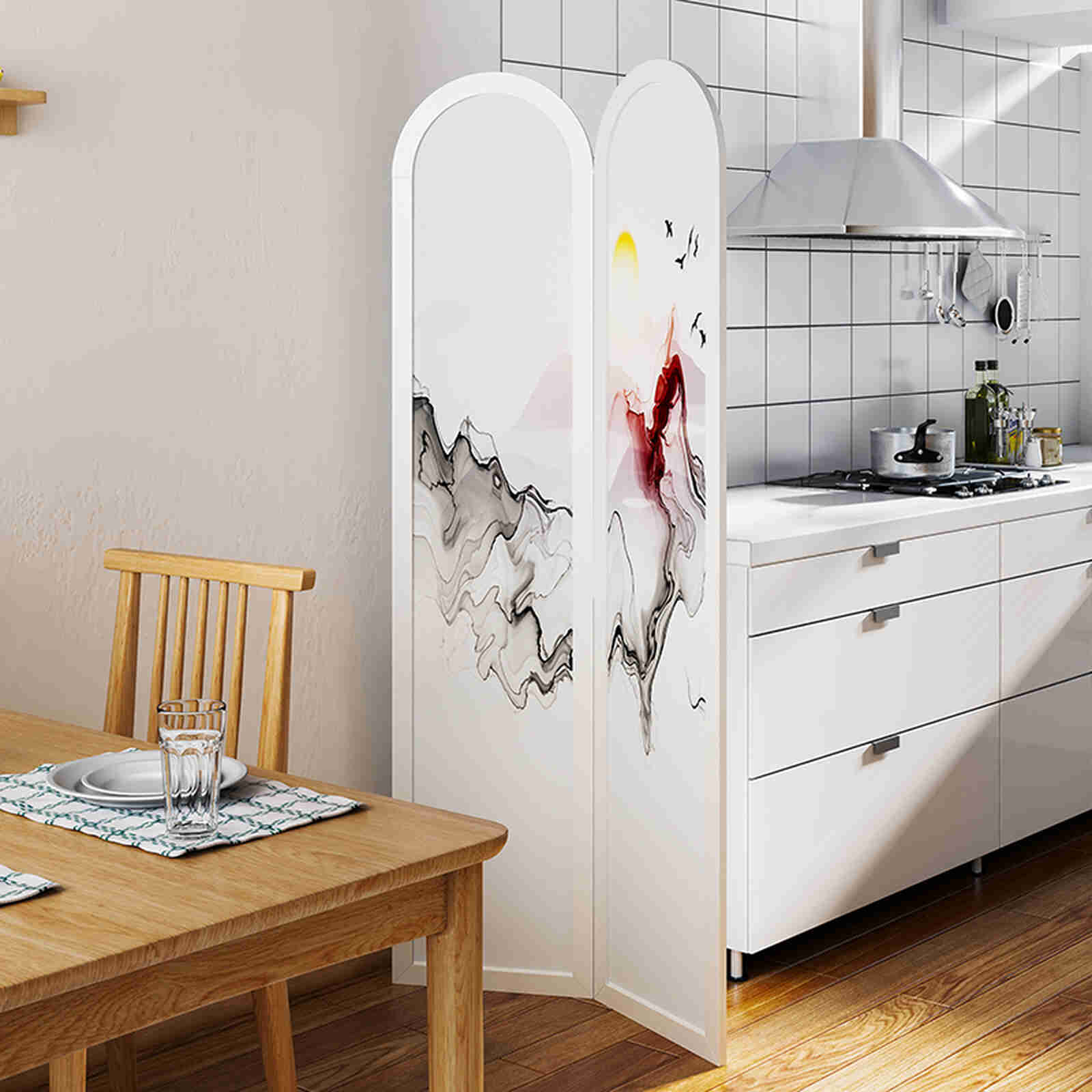 Bình phong họa tiết trang trí phong thủy độc đáo