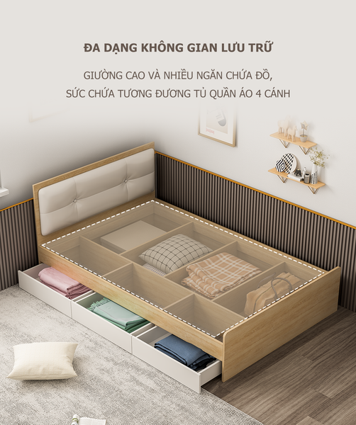 giường ngủ đơn bệt gỗ mdf