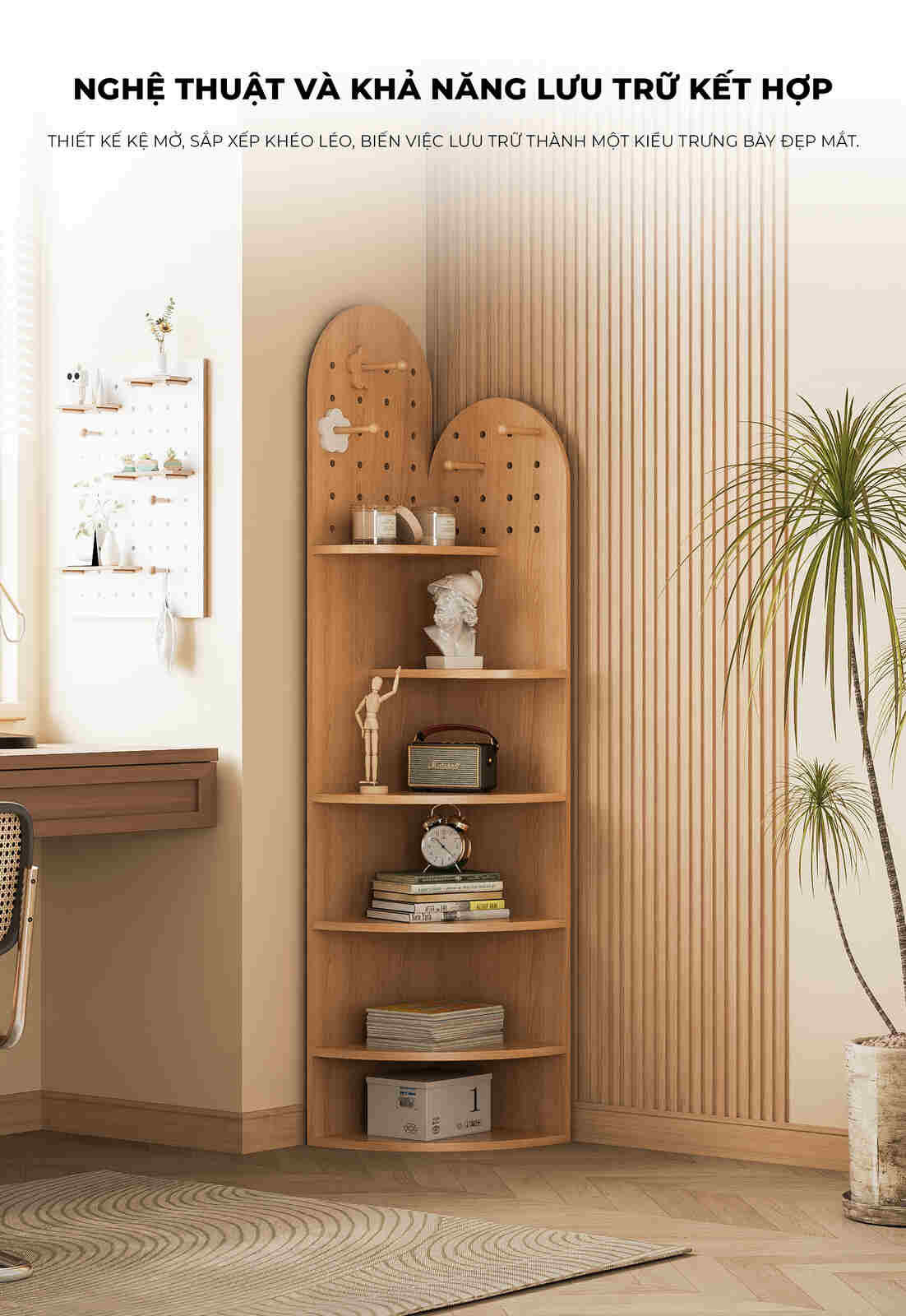 Kệ Góc Tường Trang Trí Đa Tầng Hiện Đại