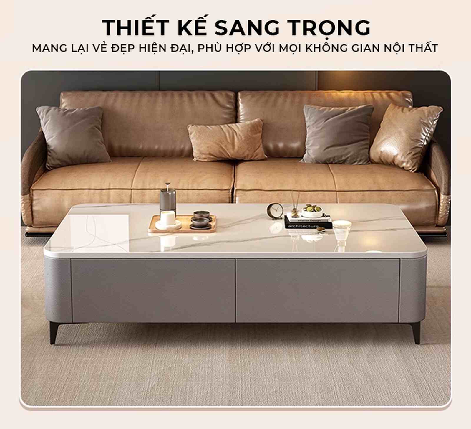 Bàn Trà Sofa Vân Đá Sang Trọng Hiện Đại