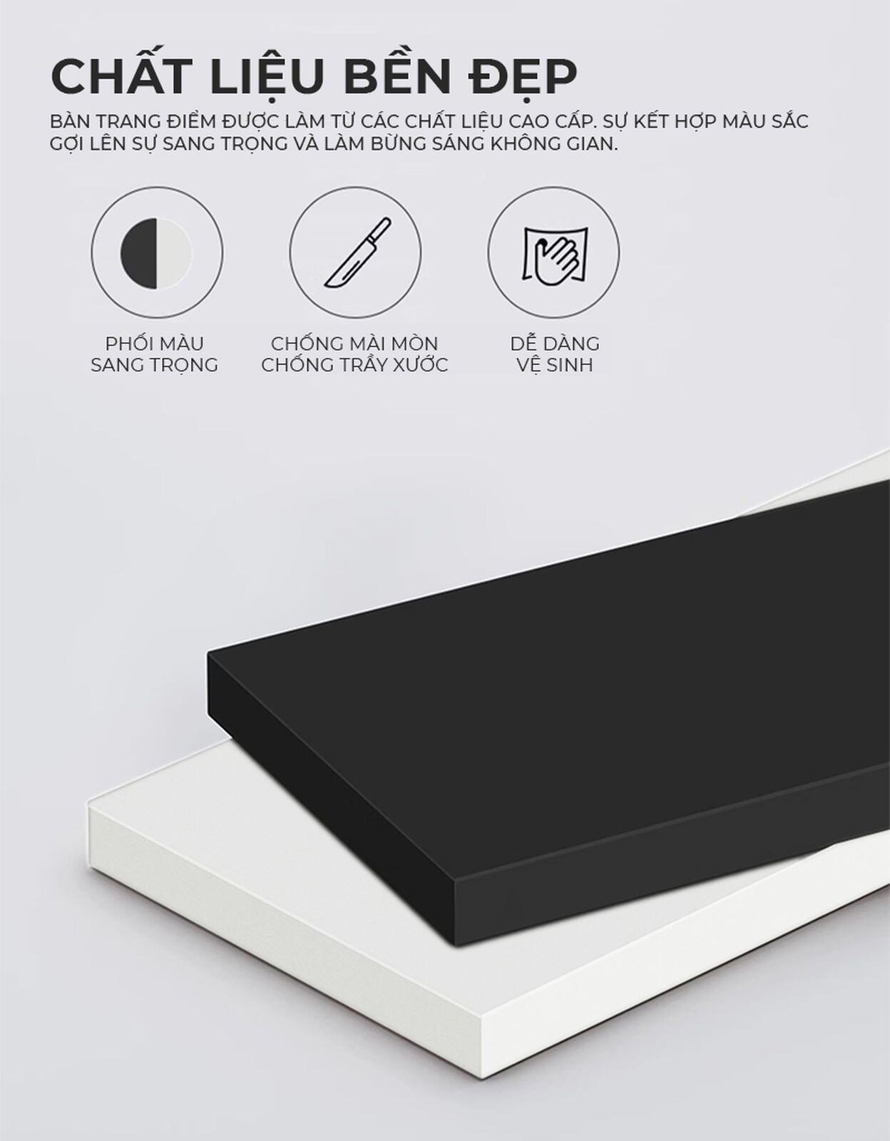 Bàn Trang Điểm Đen Trắng Hiện Đại Kết Hợp Tủ Lưu Trữ