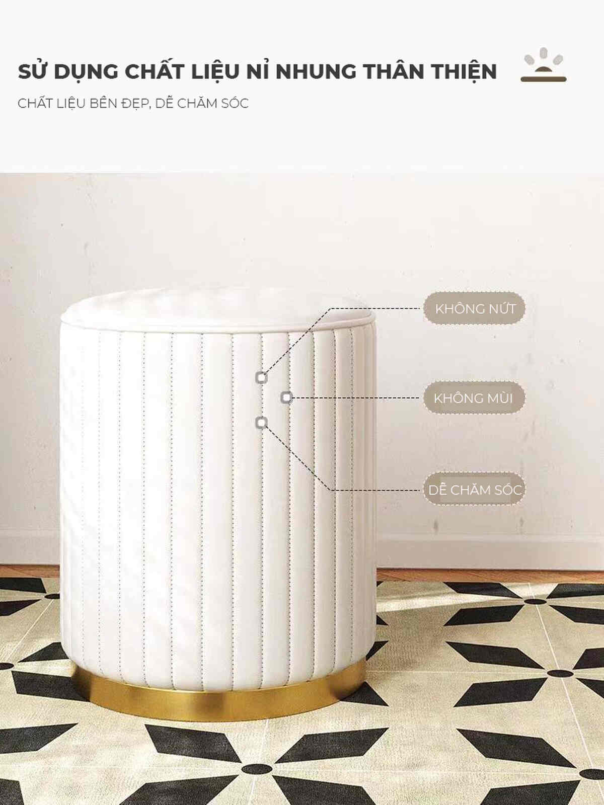 Ghế đôn trang điểm màu trắng thanh lịch