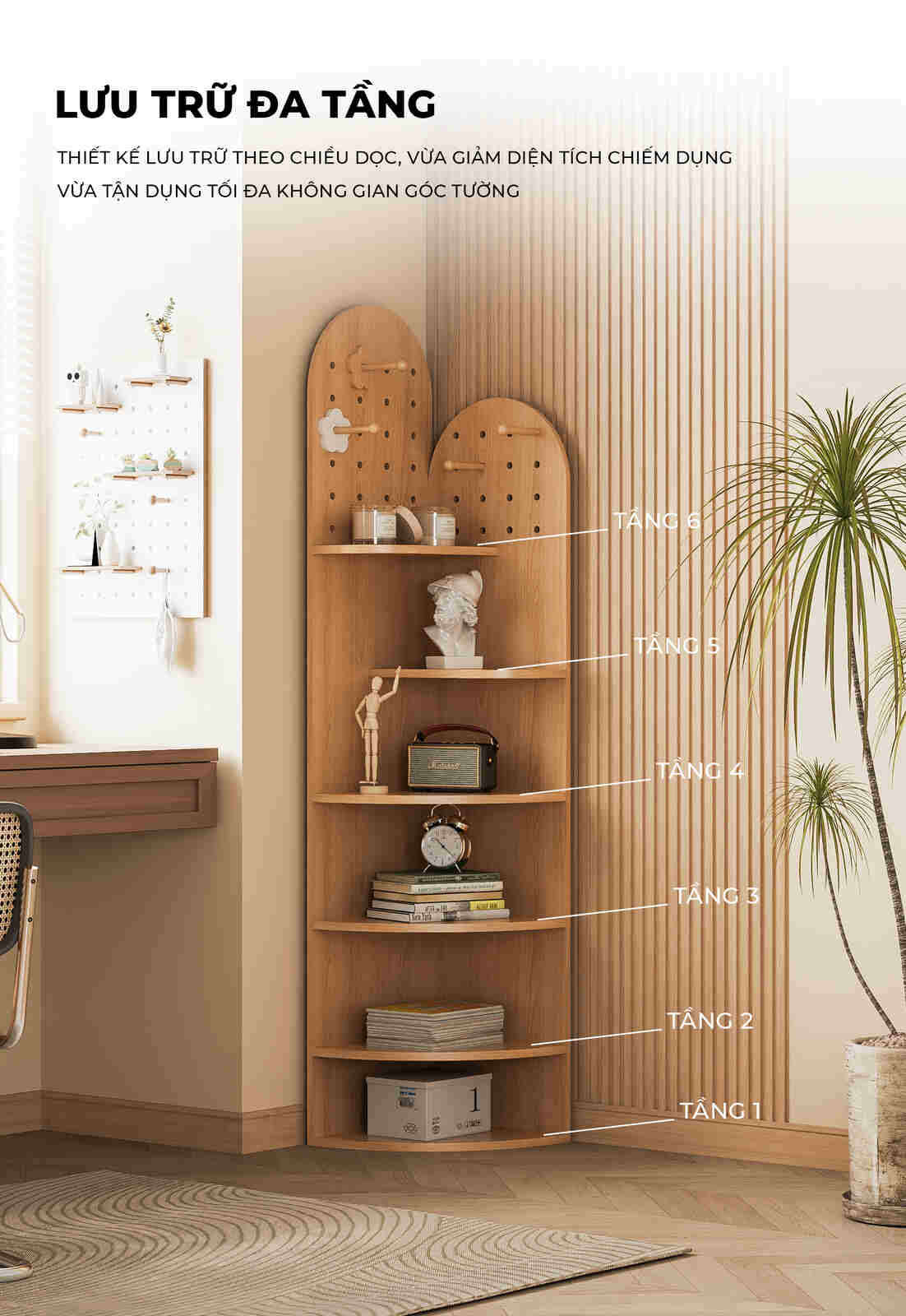 Kệ Góc Tường Trang Trí Đa Tầng Hiện Đại