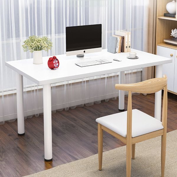 bàn làm việc chân sắt tròn màu trắng