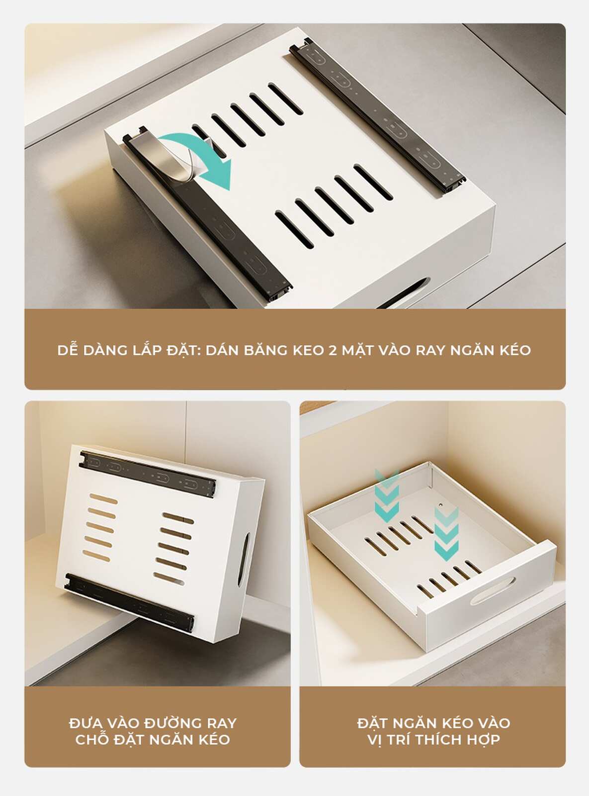 Ngăn kéo nhà bếp thông minh đa năng trắng