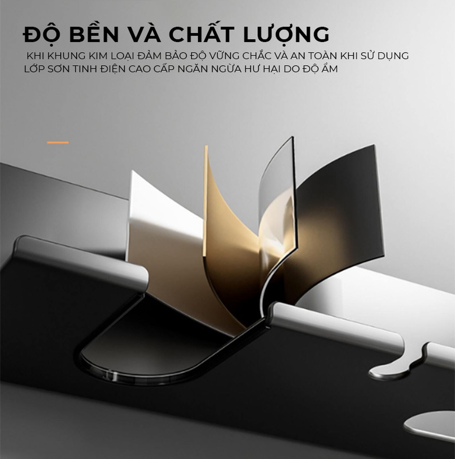 Kệ nhà tắm kim loại kết hợp gỗ vân sồi