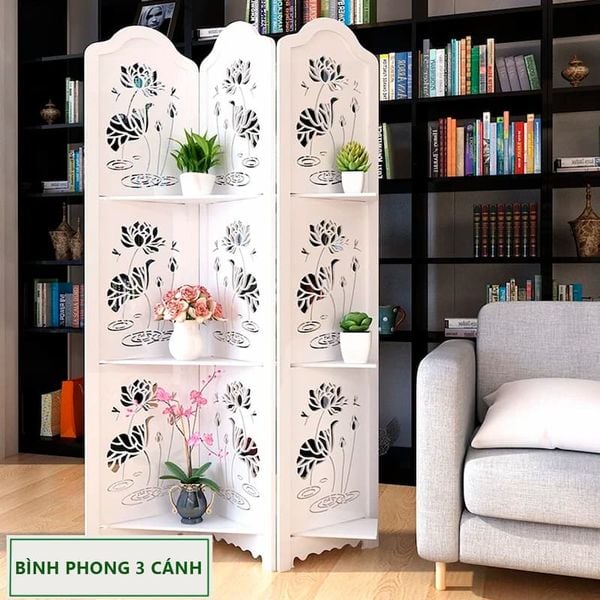 bình phong hoa sen 3 cánh