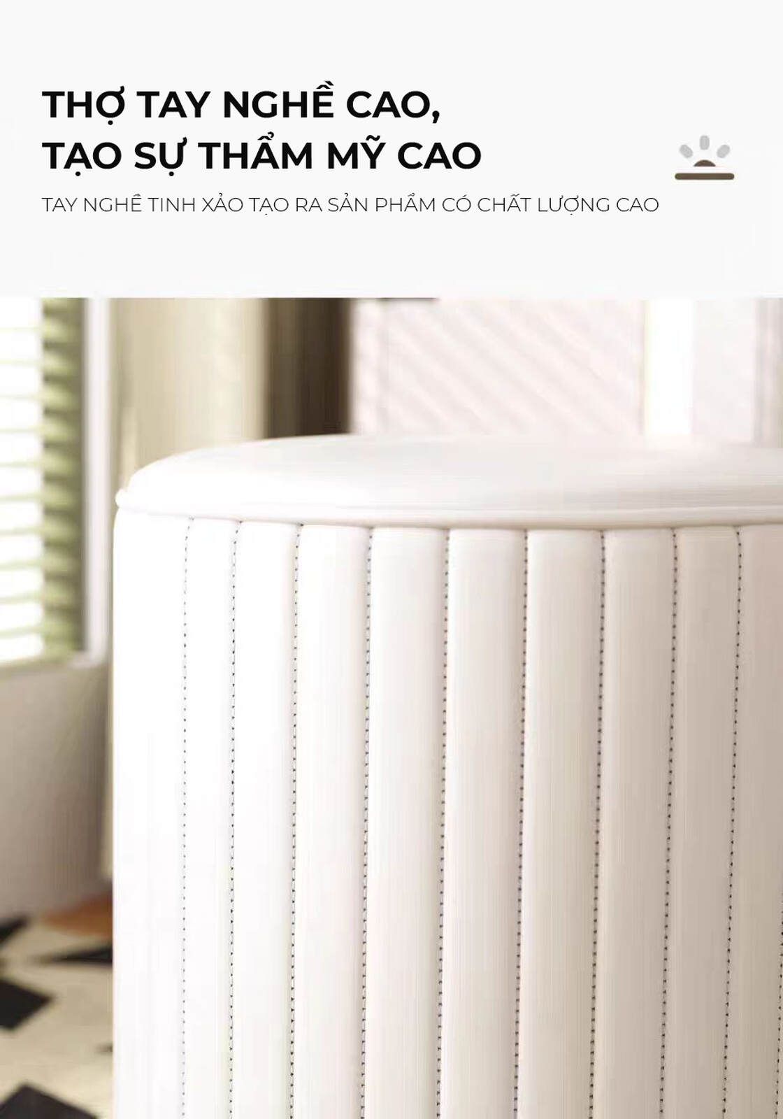 Ghế đôn trang điểm màu trắng thanh lịch