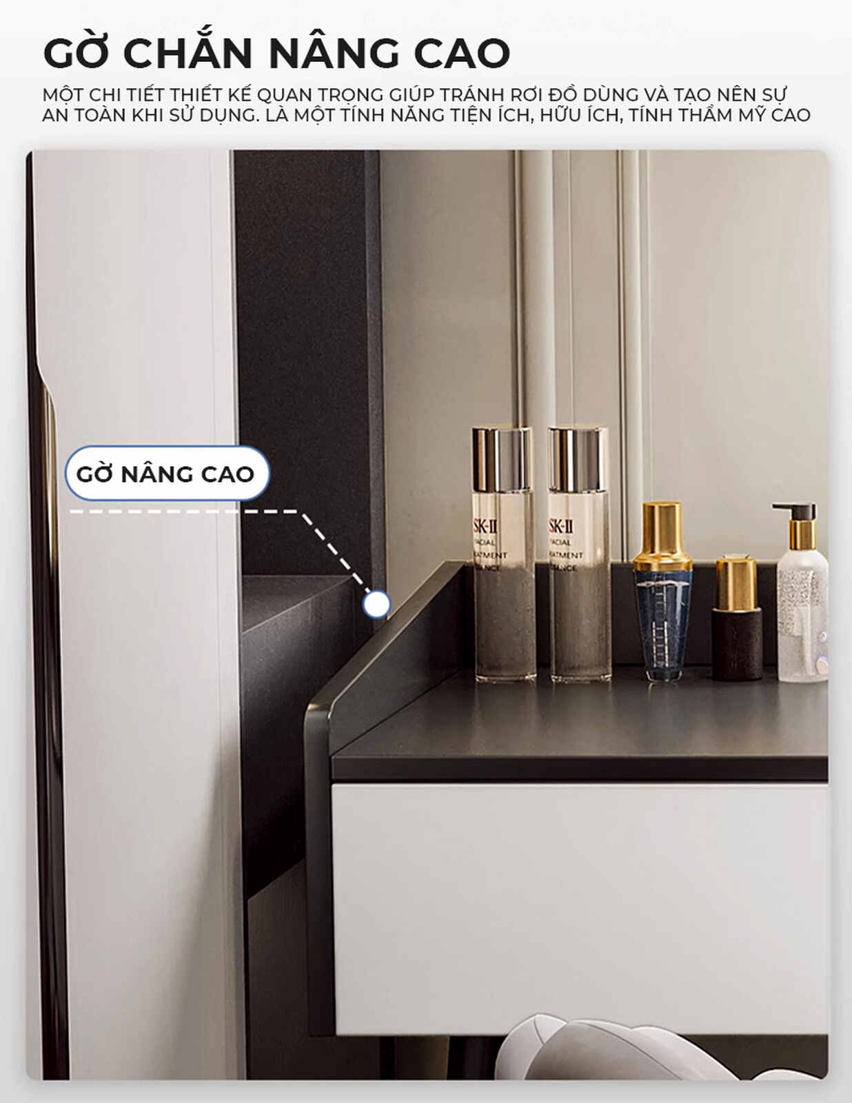 Bàn Trang Điểm Đen Trắng Hiện Đại Kết Hợp Tủ Lưu Trữ