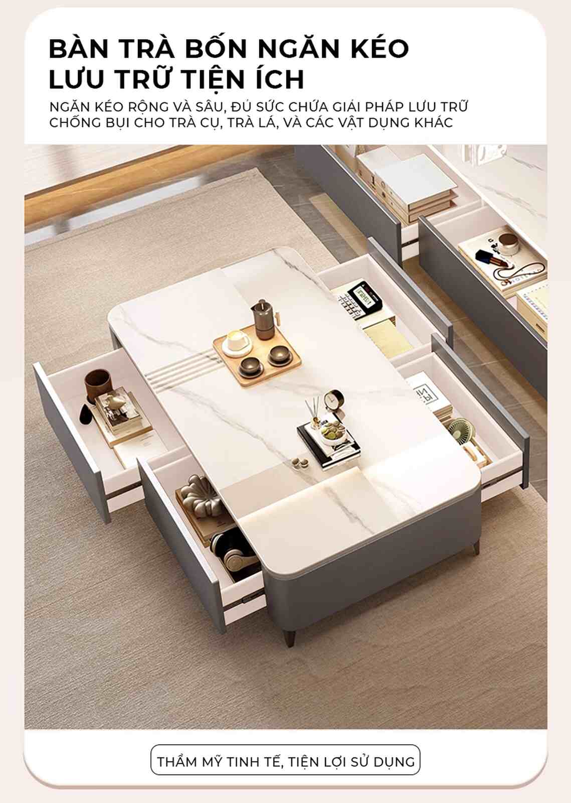 Bàn Trà Sofa Vân Đá Sang Trọng Hiện Đại