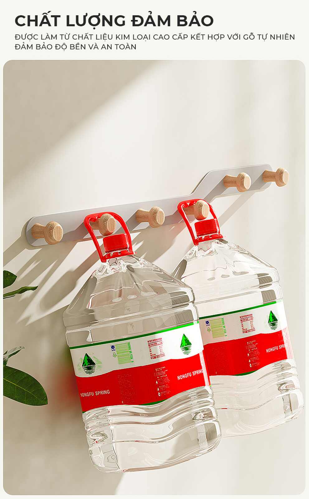 Móc treo quần áo tường nút gỗ tròn