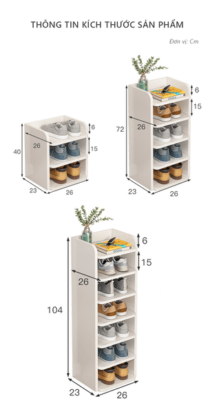 Kệ giày trắng đa tầng phong cách tối giản - GP247