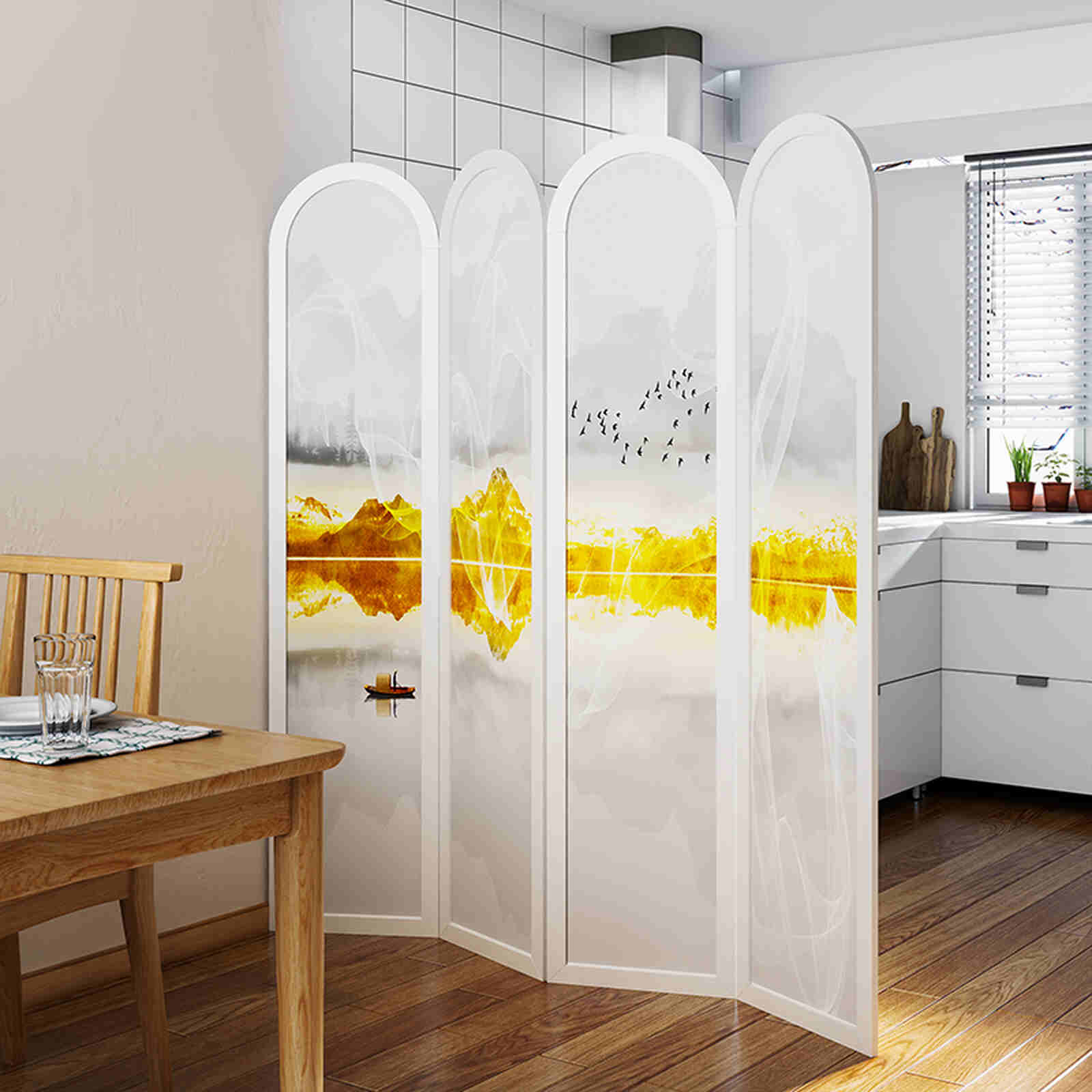 Bình phong họa tiết phong thủy nghệ thuật