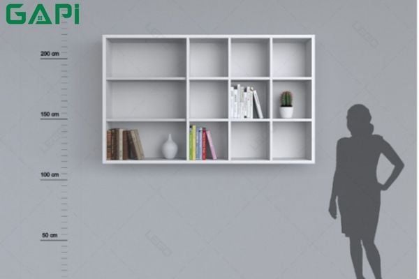 kích thước kệ sách treo tường
