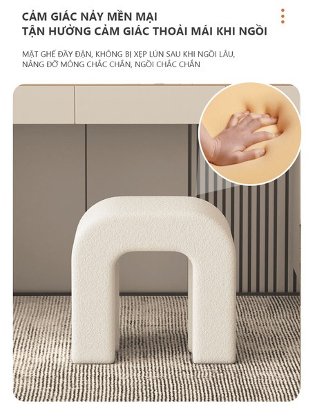 ghế trang điểm bọc vải lông cừu