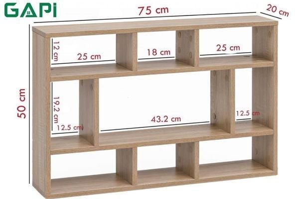 kích thước kệ sách treo tường