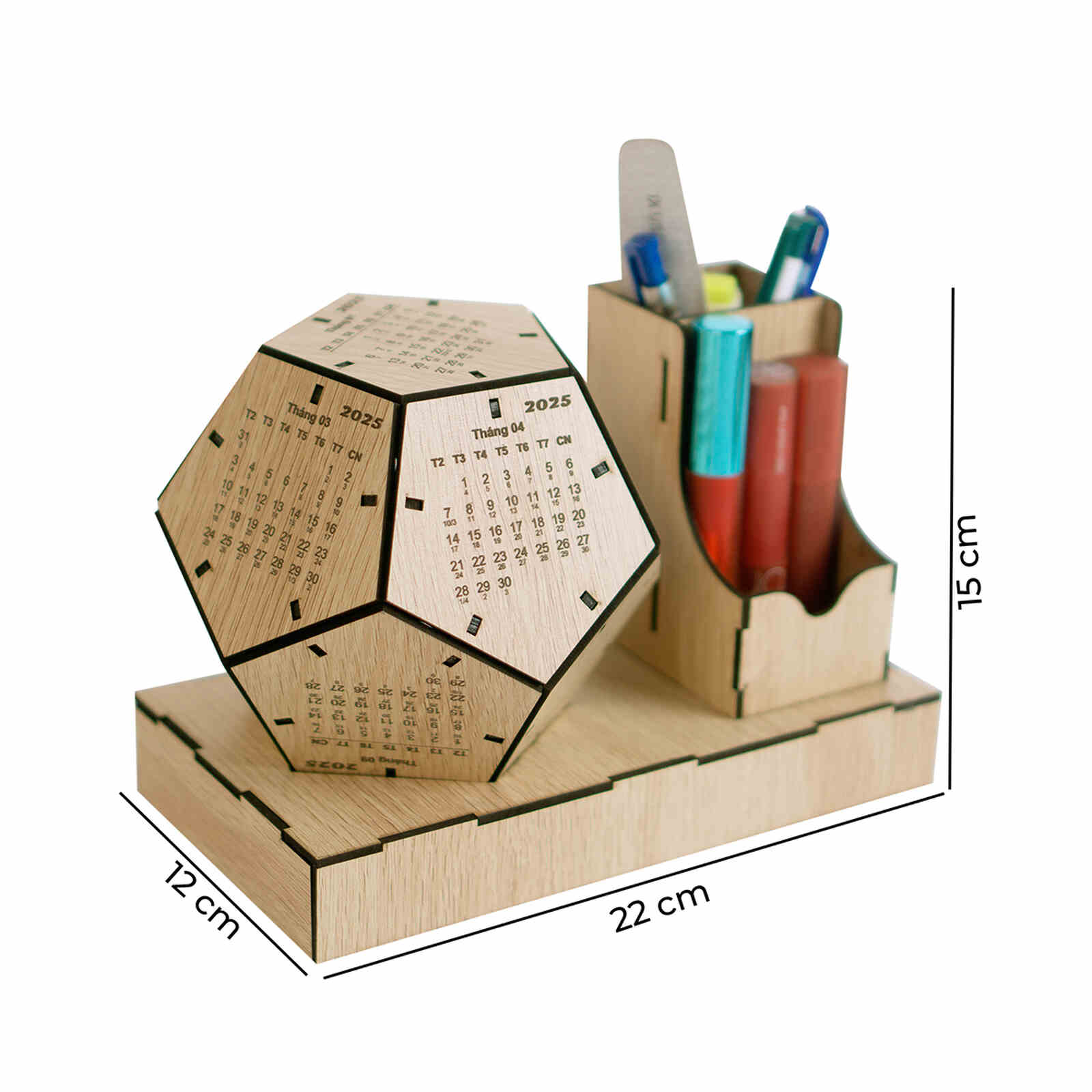 Lịch gỗ để bàn phong cách