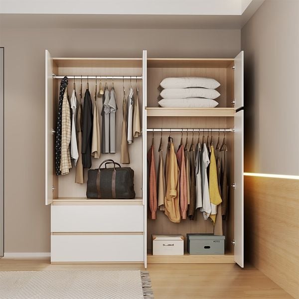 tu-quan-ao-4-canh-to-2-ngan-keo-trang-van-go-gp329