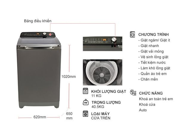 thông số chức năng máy giặt AQW-FR110GT.PS
