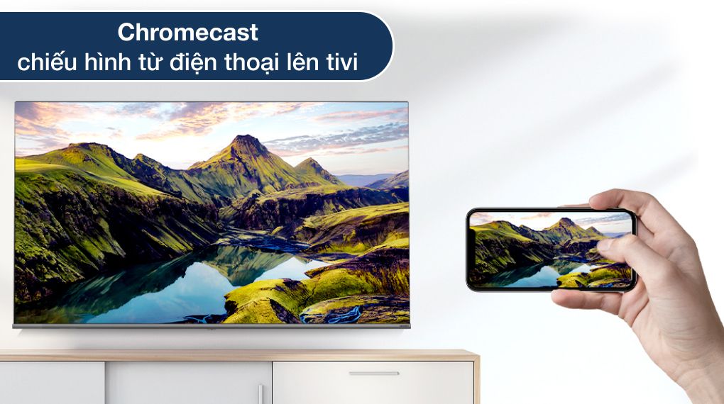 Tính năng Chromecast cho phép truyền phát nội dung đang xem trên điện thoại Tivi Toshiba 32 inch 32V35KP