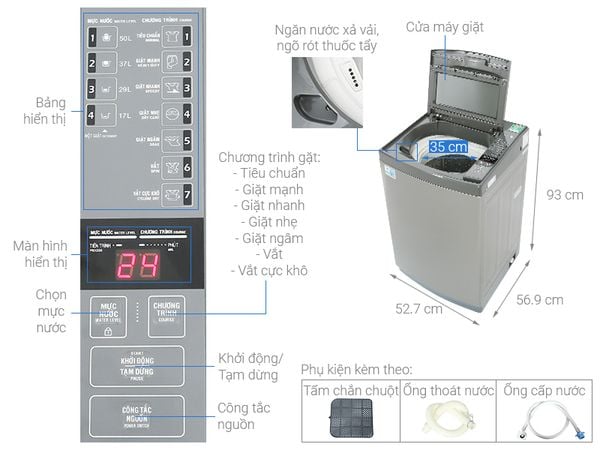 chức năng Máy giặt Aqua 8 KG AQW-KS80GT S