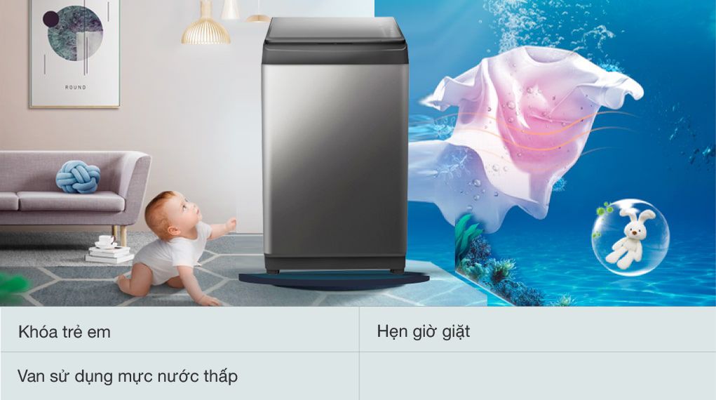 tiện ích máy giặt aqua 9kg