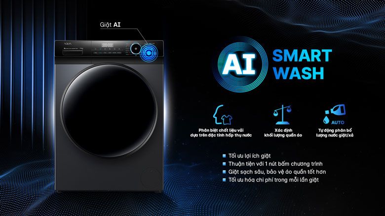 thiết kế máy giặt aqua 10kg đen