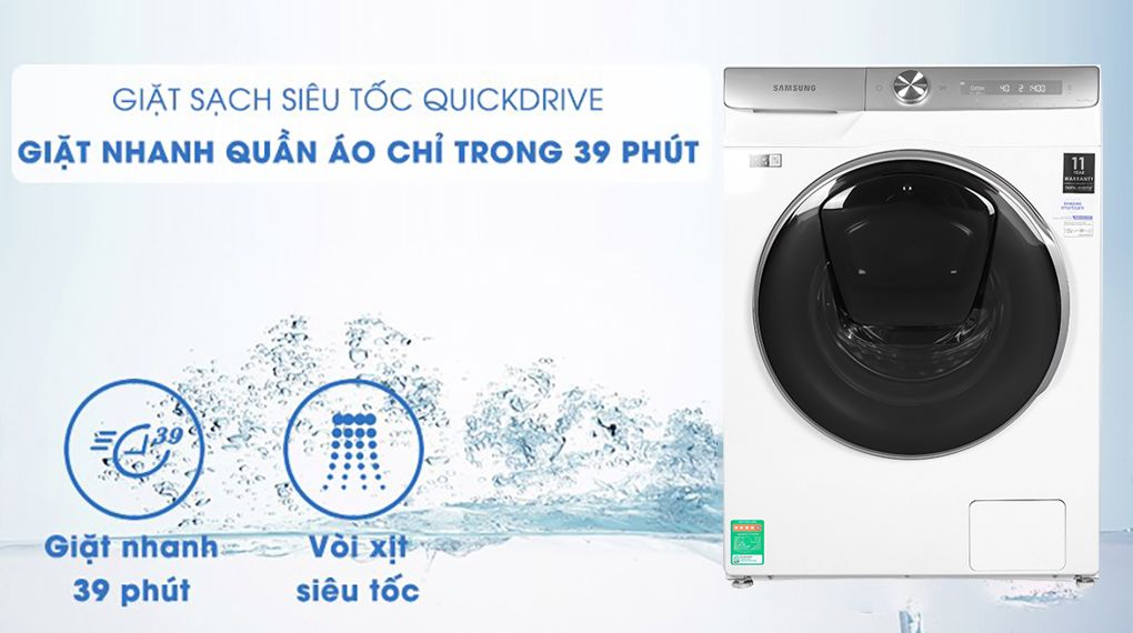 Công nghệ giặt nhanh Máy giặt Samsung Inverter 9 Kg WW90TP54DSH/SV