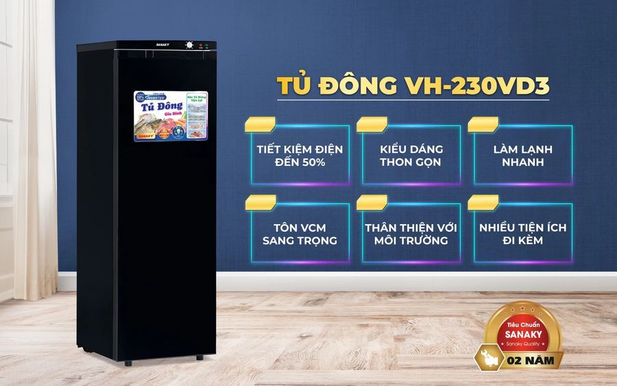 tủ đông đứng sanaky 230l