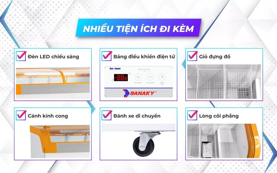 gas tủ đông mặt kính 380l inverter