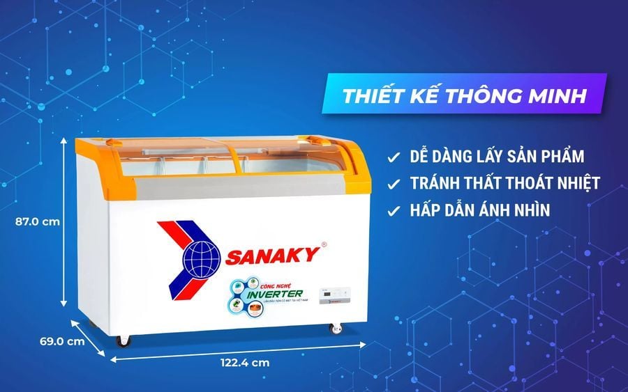 thiết kế tủ đông trưng bày 480l