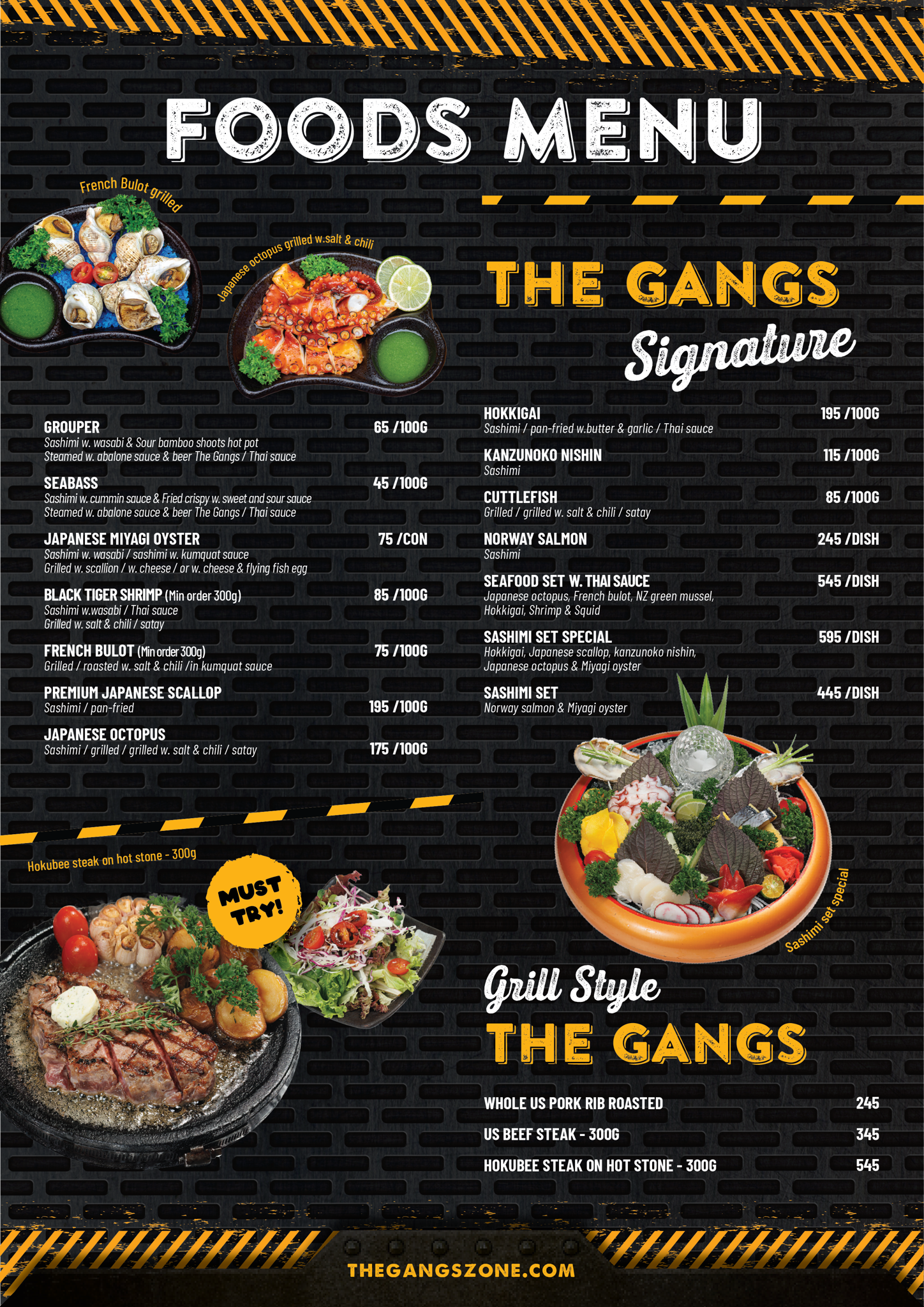 Menu - The Gangs Airport