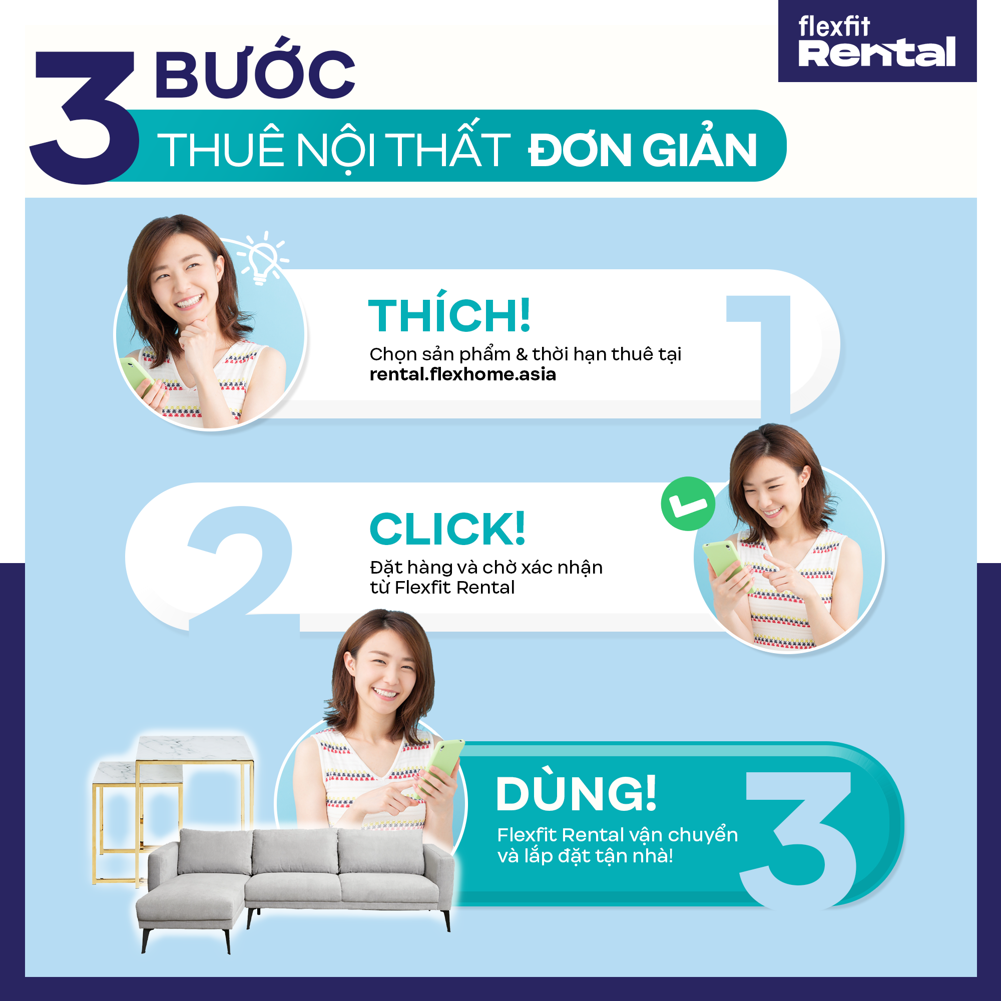3 bước thuê nội thất đơn giản
