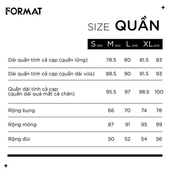 Bảng Size Chi Tiết Sản Phẩm – Thời Trang Format