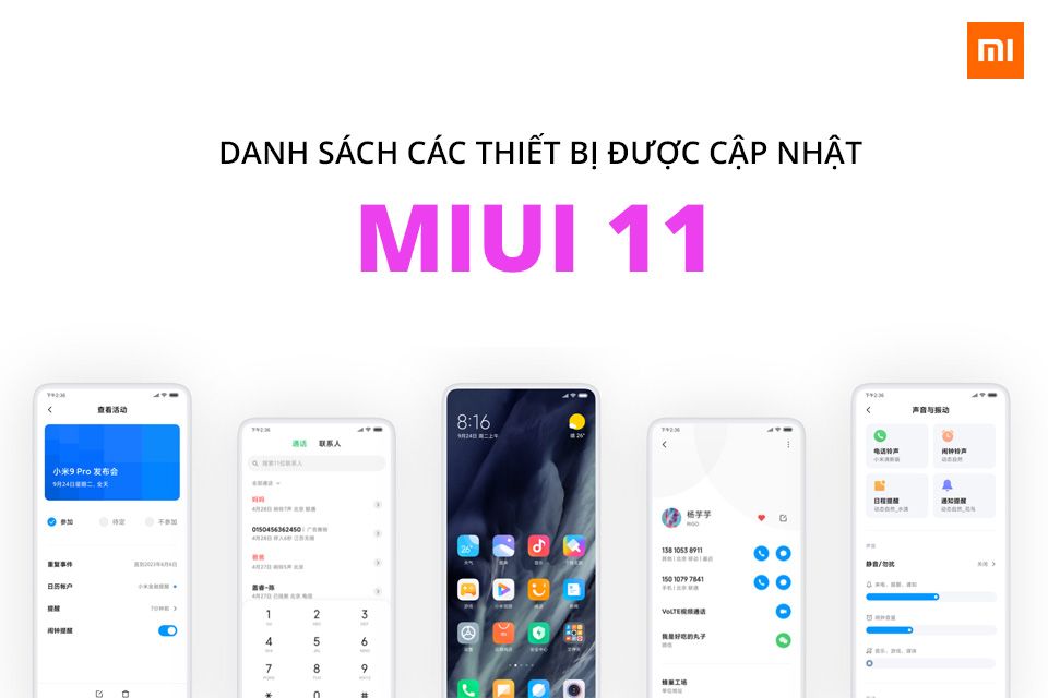 Danh sách các thiết bị sẽ được cập nhật hệ điều hành MIUI 11