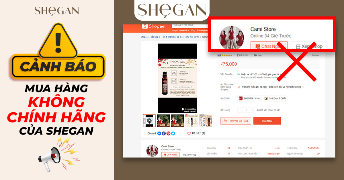 Cảnh báo mua nhầm hàng không chính hãng của SHeGAN