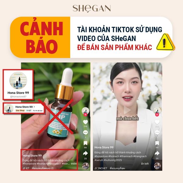 Hình ảnh video vi phạm của kênh TikTok Hona Store 99