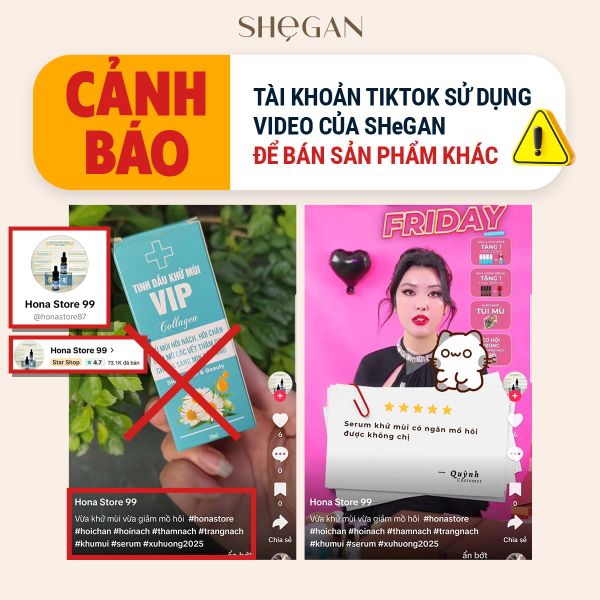 Hình ảnh video vi phạm của kênh TikTok Hona Store 99