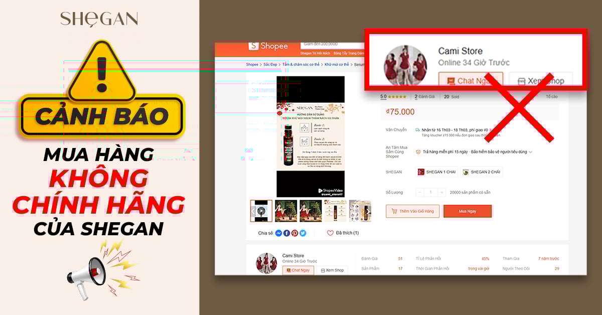 Danh sách cửa hàng vi phạm không chính hãng SHeGAN