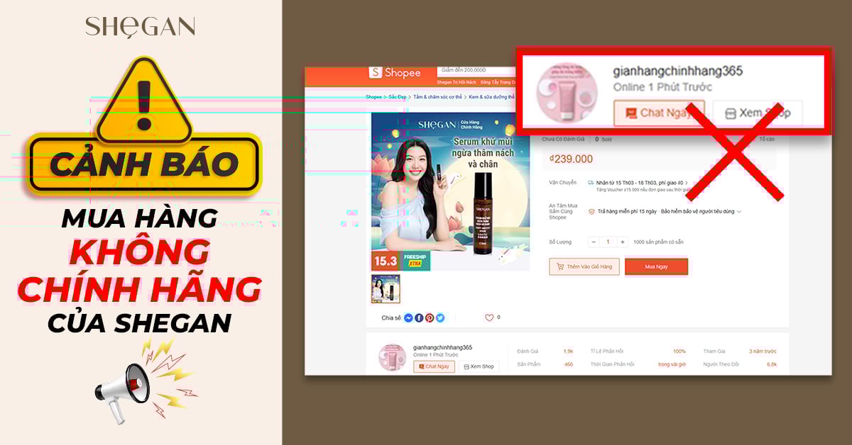 Danh sách cửa hàng vi phạm không chính hãng SHeGAN