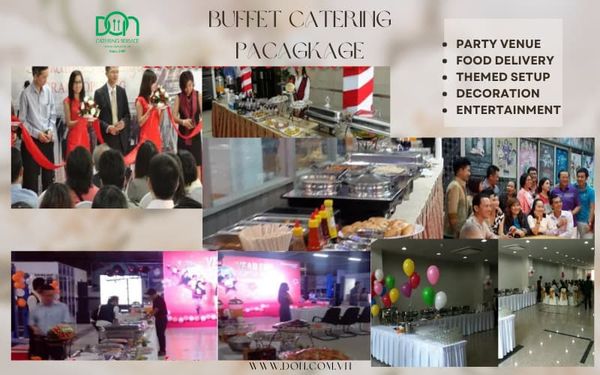 đặt tiệc don catering dịch vụ buffet finger food teabreak lưu động trọn gói tiệc tại nhà tiệc khai trương