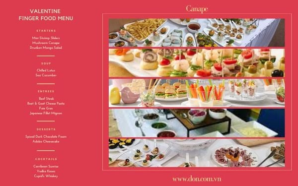 đặt tiệc don catering dịch vụ finger food valentines