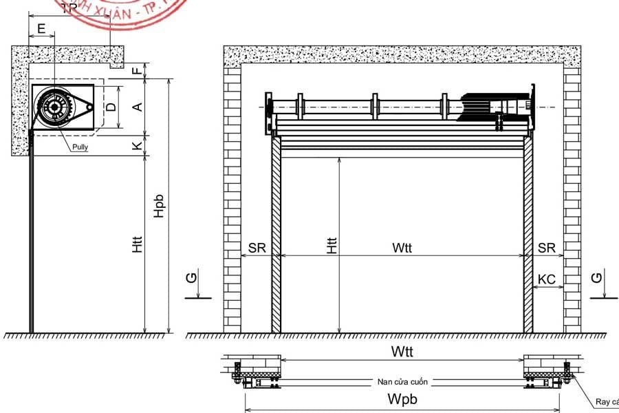 kích thước cửa cuốn austdoor