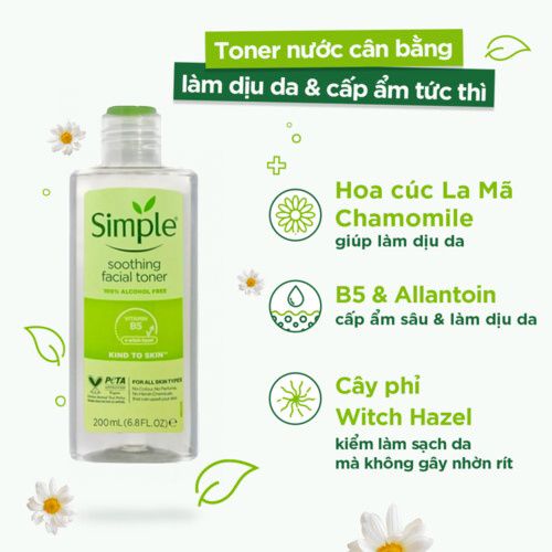 Simple Nước Hoa Hồng Kind To Skin Soothing Facial Toner 200ml (IP01)Nước  Hoa Hồng Simple Kind To Skin Soothing Facial Toner 200ml (IP01) – Sammishop