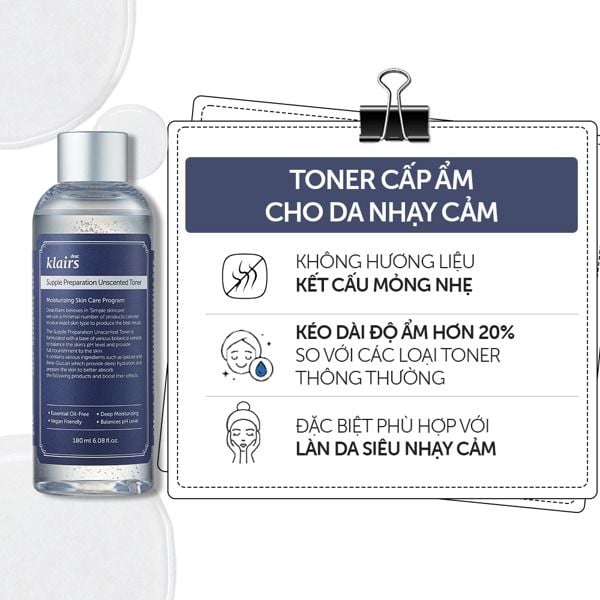 Dear, Klairs nước hoa hồng Supple Preparation Unscented Toner 180ml