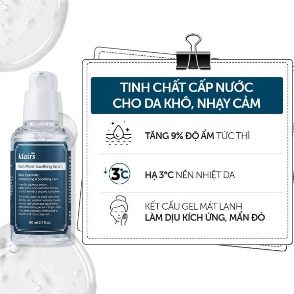 Dear, Klairs tinh chất Rich Moist Soothing Serum 80mLDear, Klairs tinh chất  Rich Moist Soothing Serum 80ml (IP04) – SammiShop