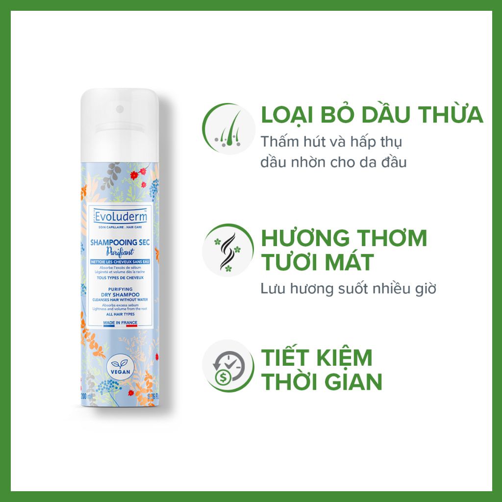 Evoluderm Xịt gội khô Purifying Dry Shampoo