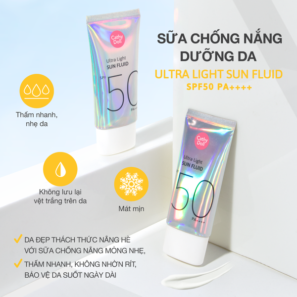 Cathy doll sữa chống nắng Ultra Light Fluid SPF50 PA++++ 15mlCathy